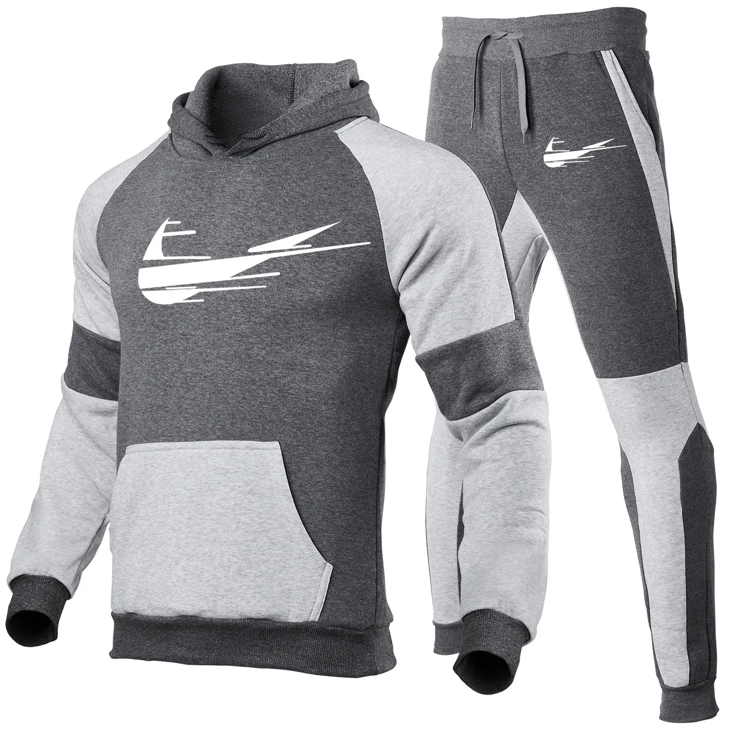 Fashion Menstracksuits Two Piece Cotton Fleece Thickening Hoodie