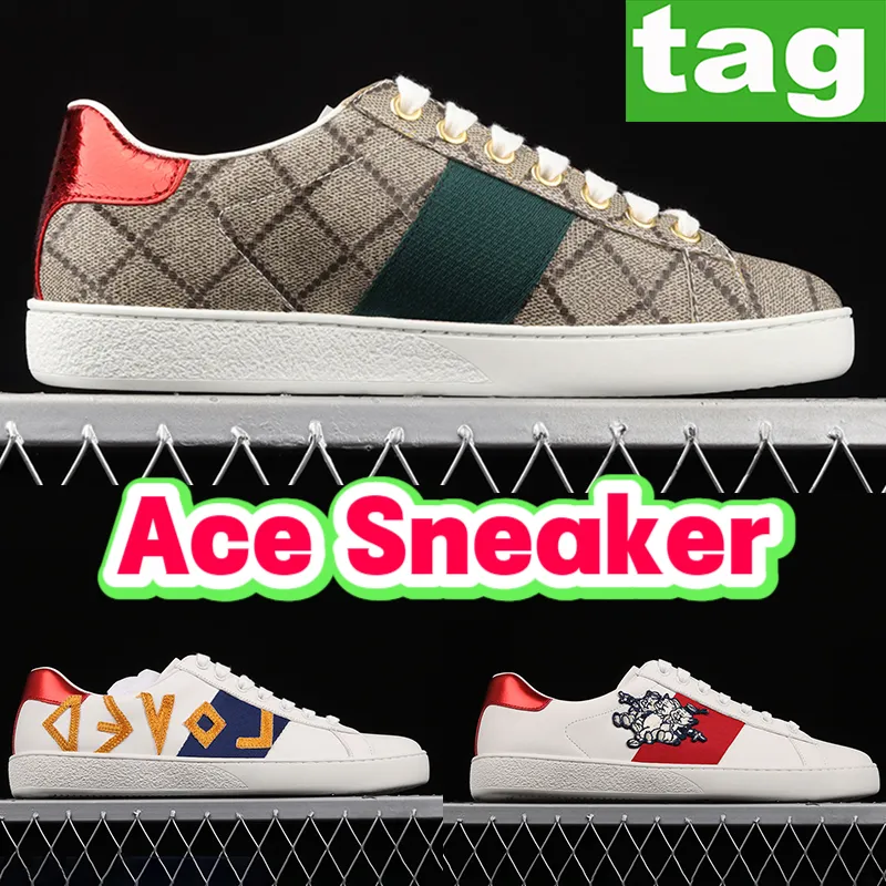 Scarpe casual da uomo Sneaker in pelle Ace Sneaker stelle api mocassino ricamato con stelle tela beige ebano perle punte fiore borchiato San Valentino uomo donna Scarpe da ginnastica