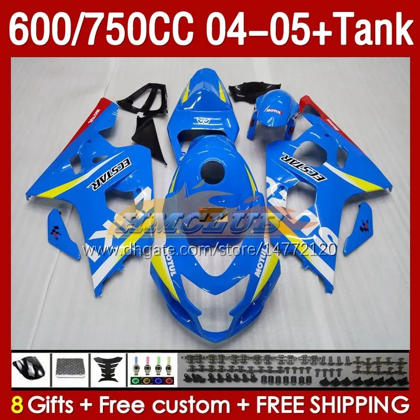 Suzuki GSXR600 750CC GSXR-750 K4 GSX-R600 04-05 153NO.0 600CC GSXR 600 750 CC GSXR750 04 05 GSXR-600 2004 2004 2005インジェクルモールモルドフェアリングファクトリーブルーブルーブルーブルーブルー青