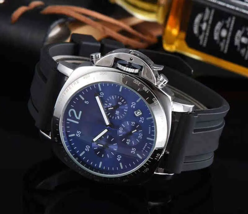 Luksusowy zegarek wielu najlepiej sprzedających się mężczyzn strefa sportowa zegarki chronograf srebrny silikonowy pasek męski Montre Montre D9pn