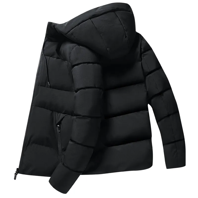 メンズダウンパーカス高品質の冬用ジャケットメンは温かい長いフード付きコートソリッドマンズジャケットファーザーギフトアウトウェアジャケタジャケットストップ