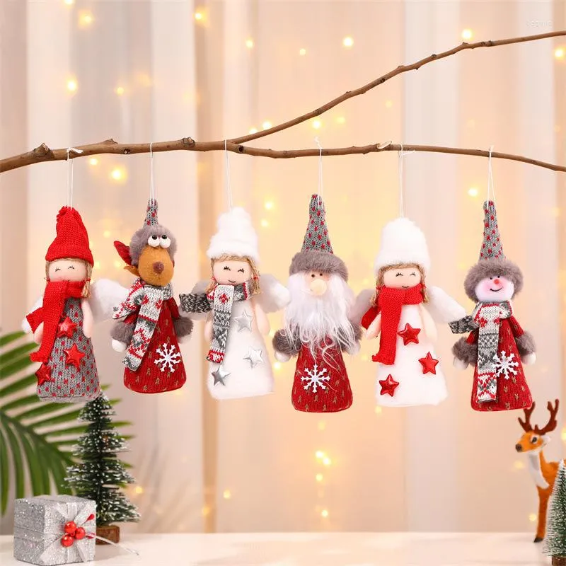 Christmas Decorations Cartoon Santa Claus Snowman Angel Girls Doll Xmas Tree Pendants Merry Decor For Home 2022Kids Navidada Gifts Favor