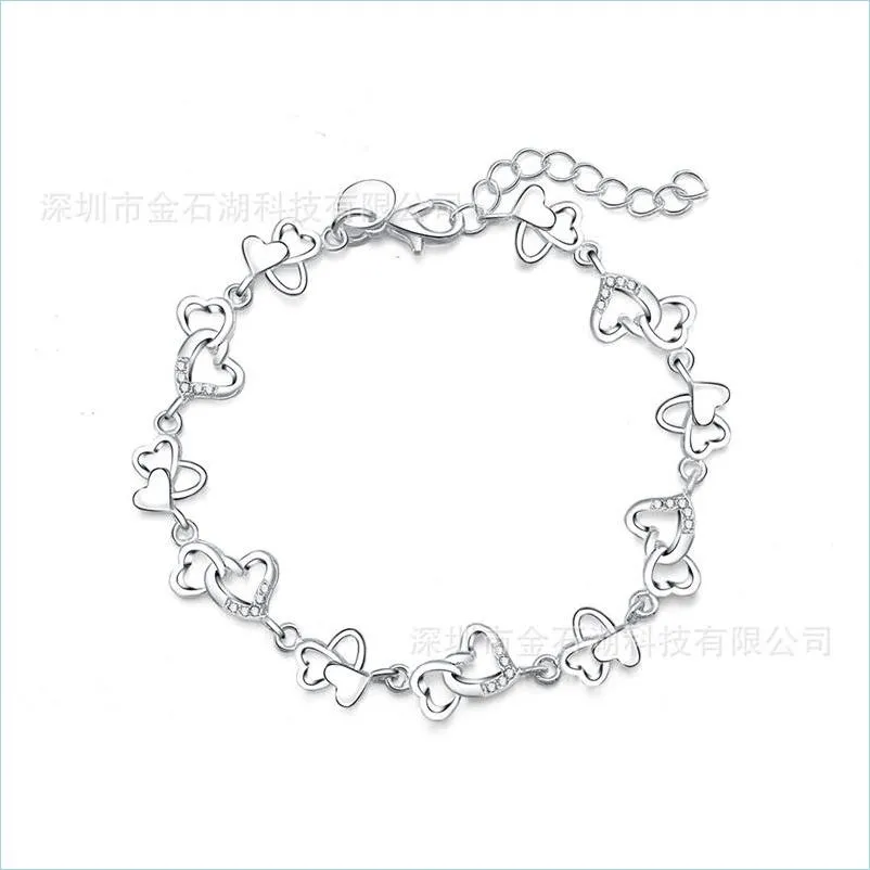 Link Chain Link 925 Sterling Sier Fl Heart Aaa Zircon For Women Wedding Engagement Party Fashion Jewelry 834 Z2 Drop Delivery 2021 B Dh56T
