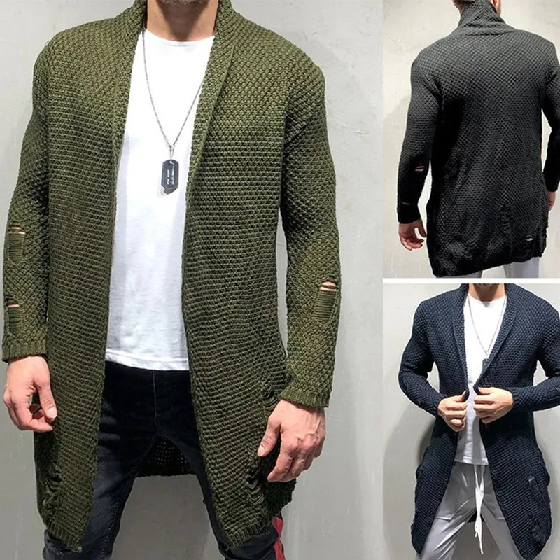 Hommes Laine Mélanges Vert Cardigan Pull Hommes Cardigan Long Automne Streetwear Manteau Slim Fit Long Pull Manteau Tendances De La Mode Manteau Arrivée 220915