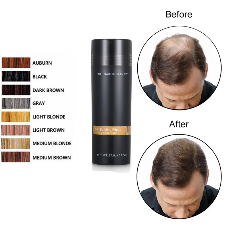 27.5g Fibras de construção de cabelo Powor Spray Perda de cabelo Caçador Espinhe espeto em pó cuidados com o produto Crescimento do produto Aplicador de queratina