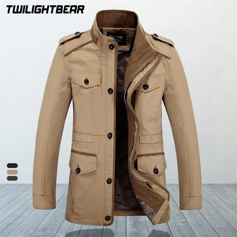 Men's Jackets Brand Casual Jacket Male Windbreaker Oversized 6XL Autumn Washed Cotton Classic Long Men Clothing Trench Coat 220915