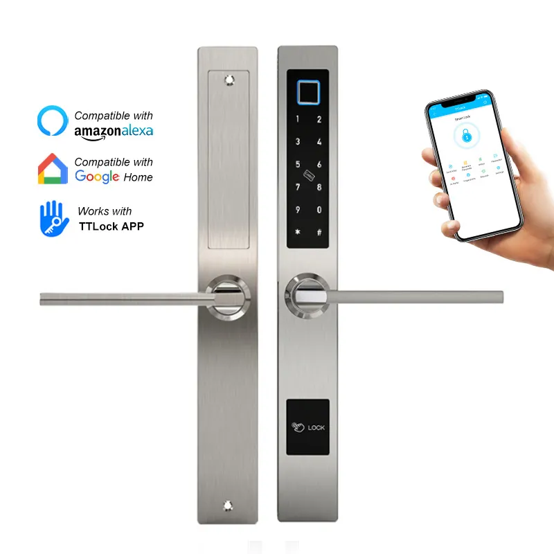 Waterproof lock European Style TTlock Bluetooth fingerprint access electronic Smart For Aluminum Glass Door