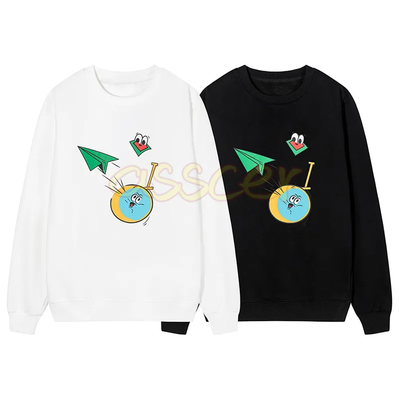 New Fashion Mens Hoodies Couples Little Plane Printed Sweatshirts Round Neck Casual Sweater Asain Size M-2XL