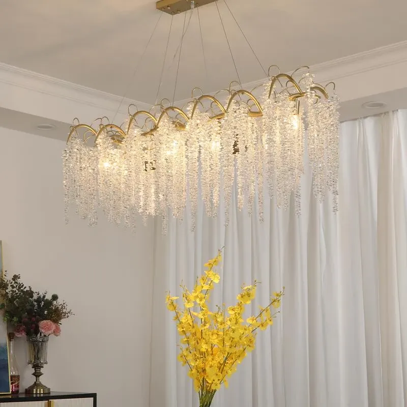 crystal chandelier branches dining room luxury tassel decorative lamp design island lighting