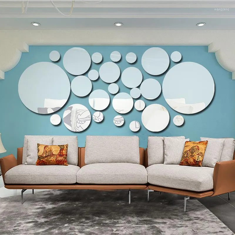 Adesivos de parede amostra venda tridimensional espelho de cristal acrílico adesivo decorativo criativo Len Living Room Background