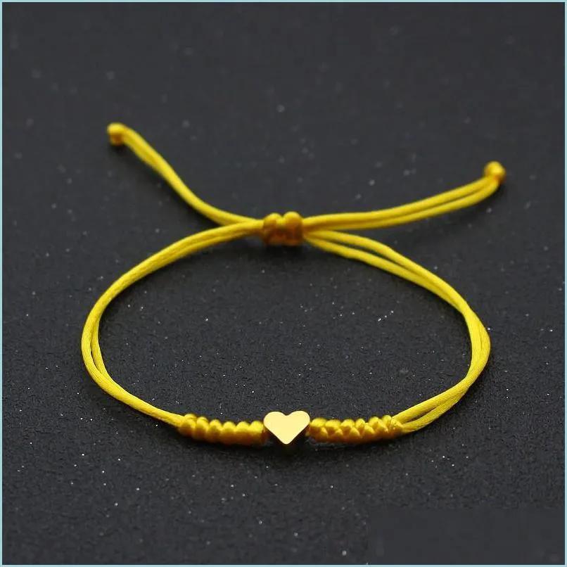 Charm armband guld sier k￤rlek hj￤rta charm armband kvinnor m￤n ￤lskare ￶nskar god lycklig r￶d str￤ng fl￤tade justerbara par armband j dhkru