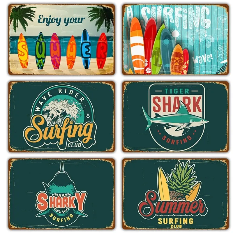 Plaque Métal 20x30 Cm Aloha Surf - Décoration Vintage Plage Bar Café