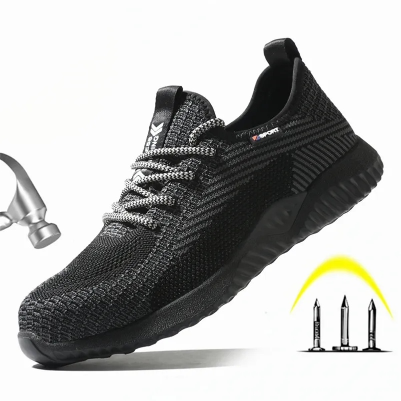 Veiligheidsschoenen Ademende Heren Werkschoenen Stalen Neus Naalddichte Onverwoestbare Beveiliging Licht Comfortabele Sneakers 220915