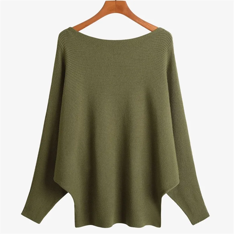 Women's Knits Tees BHflutter Sweater Women Slash Neck Knitted Winter Sweaters Tops Female Batwing Cashmere Casual Pullovers Jumper Pull Femme 220915