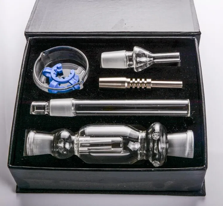 14mm Siyah Sigara Aksesuarlar Harsetler Açık Kit Dabbing Teçhizat Konsantresi Cam Boru Su Cam Bongs Hediye Kutusu Yeşil