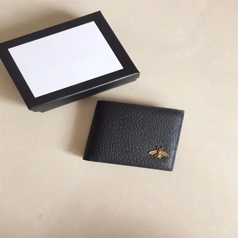 2021 Качество All Black Bee Ginuinel Leather Women Women Swallet с коробкой Luxurys Дизайнеры кошельки мужской кошелек держатель кредитной карты 58966299L