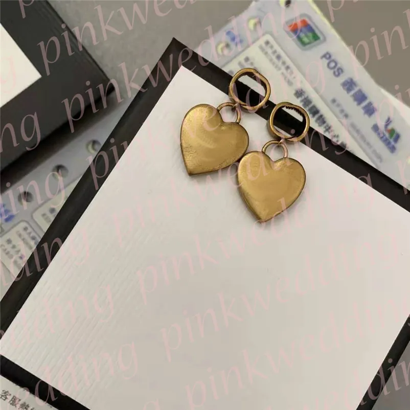 Orecchini con ciondolo a forma di cuore placcati in oro di design Orecchini a bottone classici con doppia lettera, regalo di Halloween con scatola