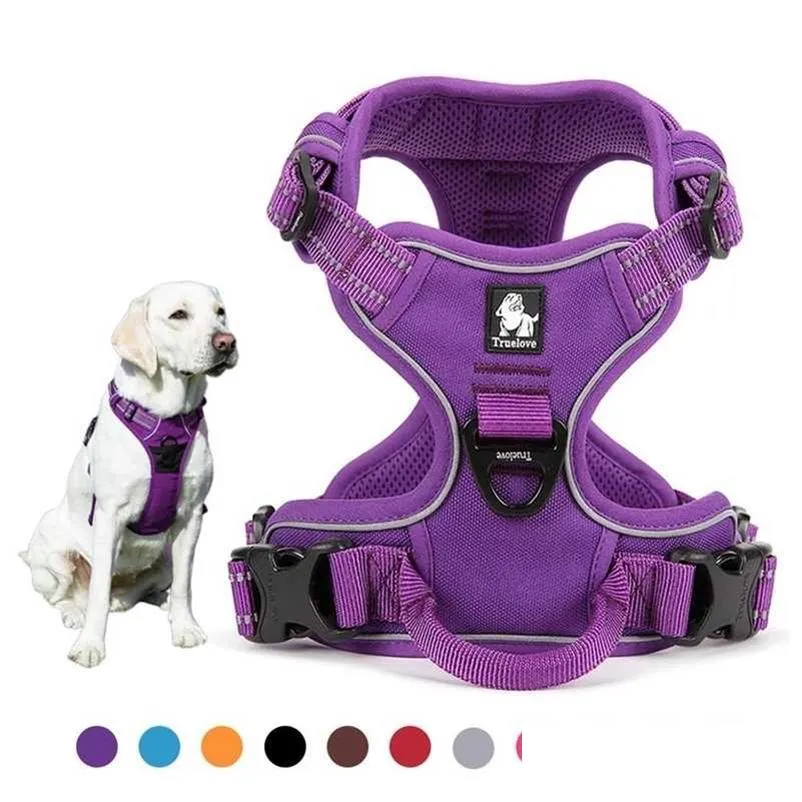 Dog Collars leashes no pll dog harnessable安全性ナイロン大型ペットベストパッド入り、s leashコントロールのための反射屋外ドロップデリdhu5q