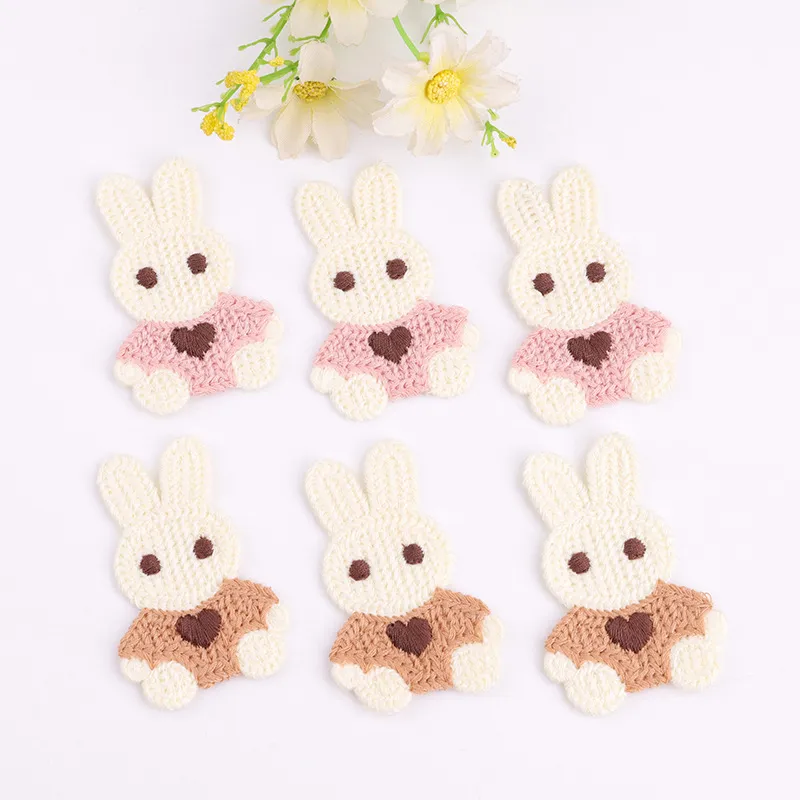 Notions Knitting Cartoon Bear Rabbit Embroidered Patch Sewing Applique DIY Clothes Hat Shoes Decor Accessories