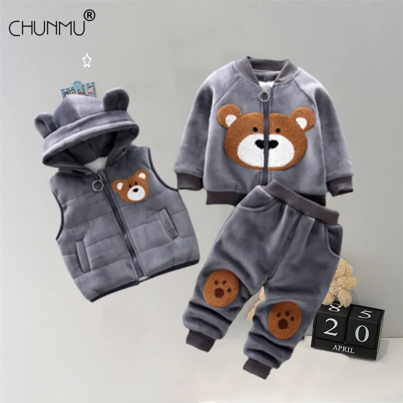 Clothing Sets Autumn Children Baby Boys Clothes Warm Fleece Jacket Top Pants 3Pcs/sets Infant Kids Casual Winter Toddler Tracksuits 220915