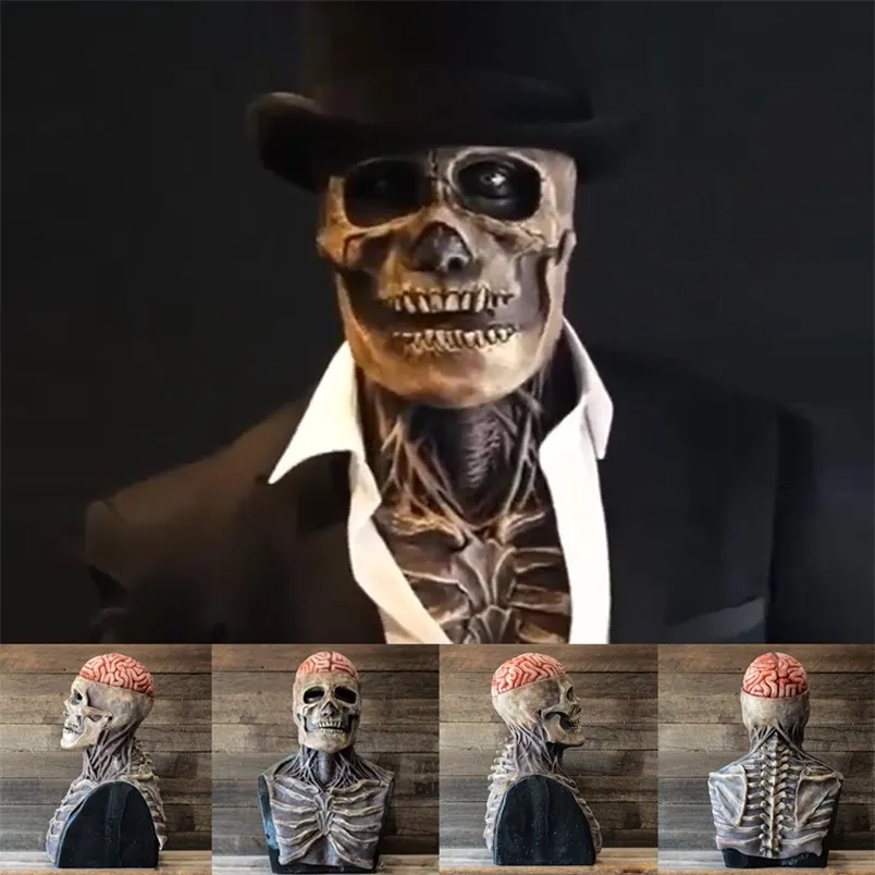 Maschere per feste The Creppy Skeleton Maschera biochimica Cosplay Horror Skull Halloween Maschere in lattice Puntelli per costumi 220915