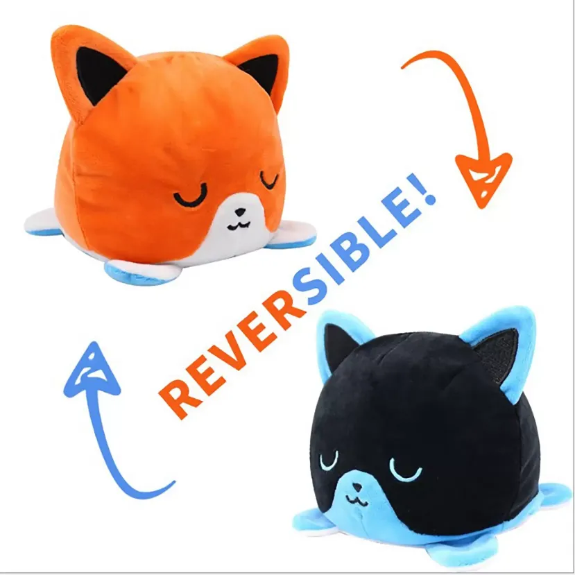 Cute Octopus Plush Reversible Cat Gato Doll Kids Christmas Gift Double