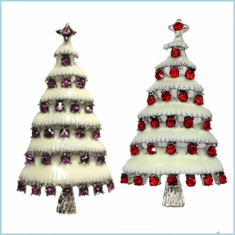 دبابيس دبابيس عيد الميلاد شجرة مينا مينا للنساء الرجال اطلاق ملعون اللون الكريستال راين ، دبابيس بروش 1372 D3 تسليم 2021 JE dhohw