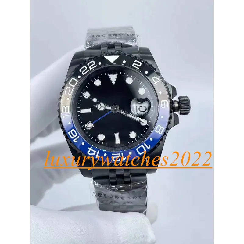 St9 aço masculino relógio preto estilo ásia 2813 movimento automático mecânico jubileu cinta cerâmica moldura 40mm vidro de cristal safira s279a