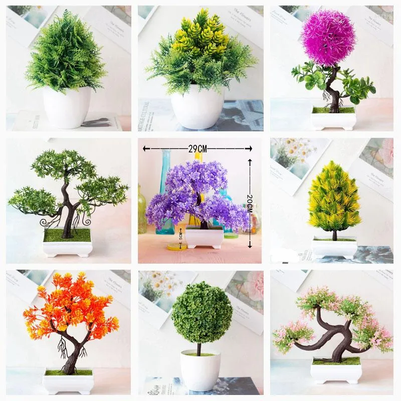 Flores decorativas plantas artificiales bonsái pequeño árbol maceta planta falsa adornos en maceta mesa para la decoración del jardín del hogar