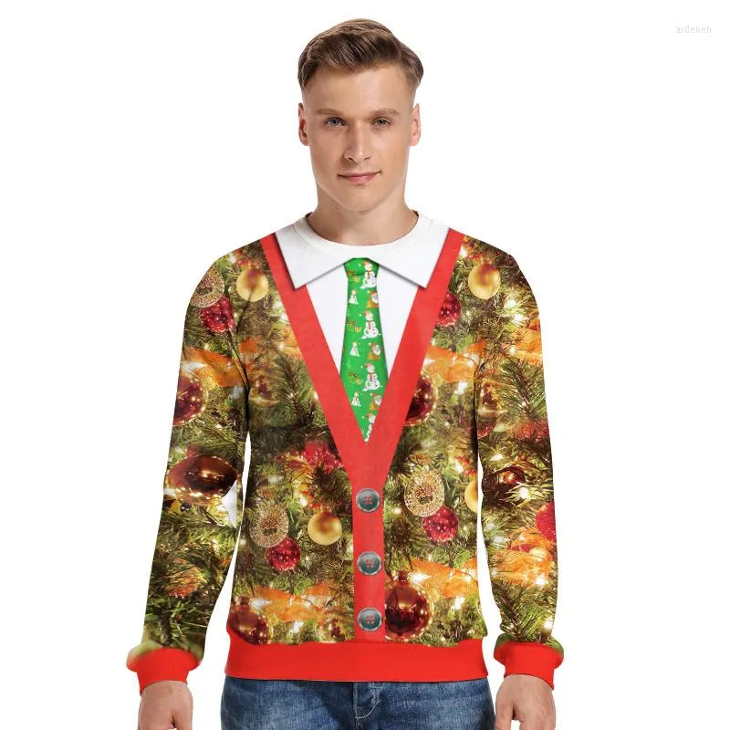 Herrtröjor Långärmade älskares skjortor speciellt för 3D -tryckta tröjor i Europa och Amerika ful tröja julkvinnor