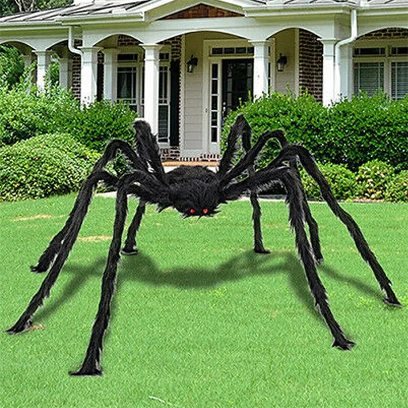 Party Decoration 5ft/6.6ft Giant Black Spider Halloween Decoration Props pluche Simulatie Spider Haunted House Prop Scary Tricky Toy 220915