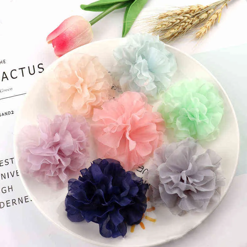 Faux Floral Greenery 5 PCS33 Colors Mini Chiffon Fabric Flower For Wedding Invitation Artificial Flowers for Dress Decoration J220906