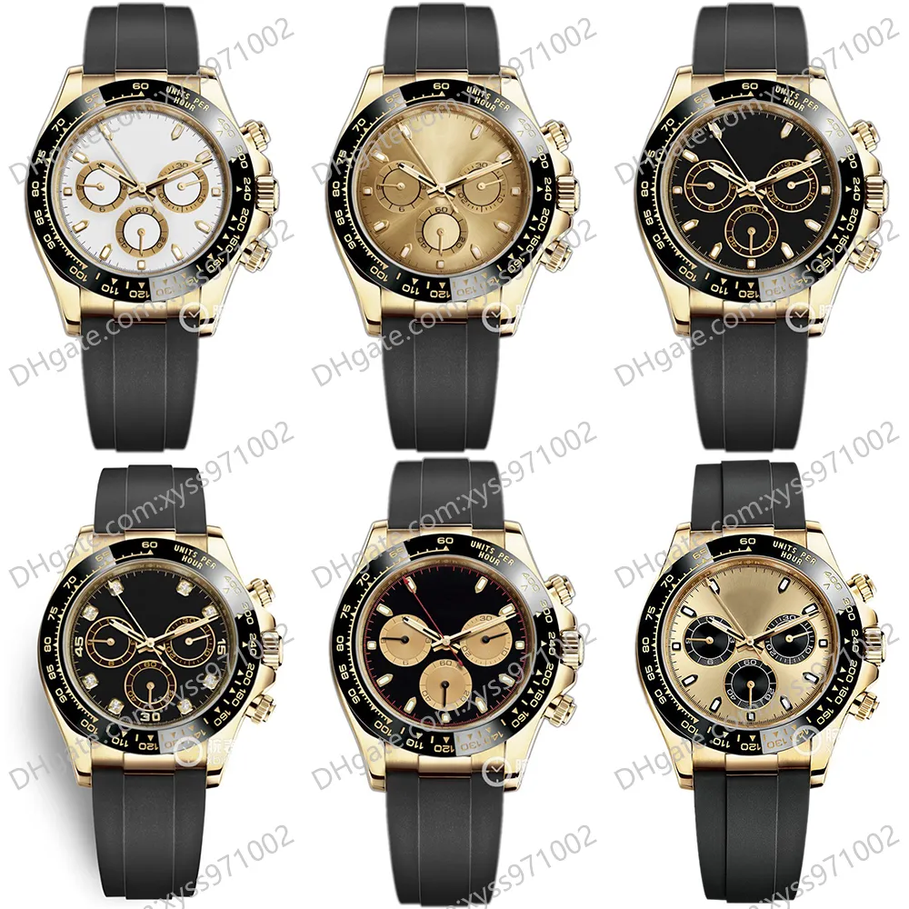 10 kleuren herenhorloge horloges m116518ln 40 mm zwarte diamanten wijzerplaat natuurlijke rubberen band geen chronograaf Azië 2813 sportmechanische automatische herenhorloges 116518