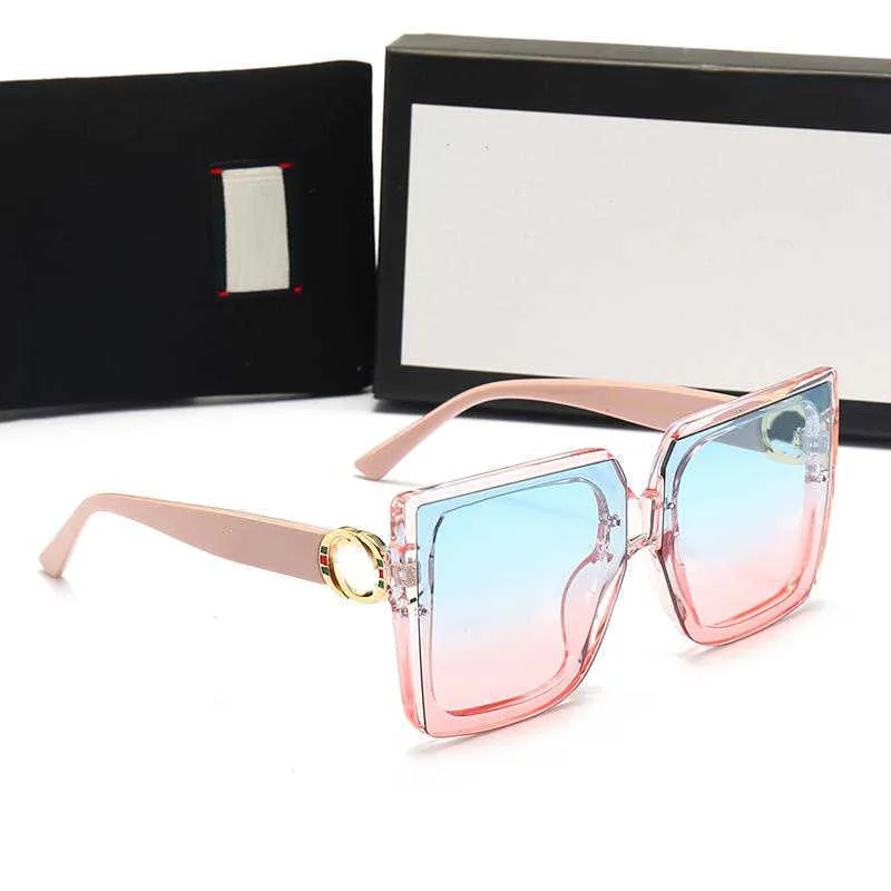 Sunglasses Summer Quality Famous Sunglasses Oversized Flat Top Ladies Sun Glasses Chain Women Square Frames Fashion with Packaging Boxes Tkzu