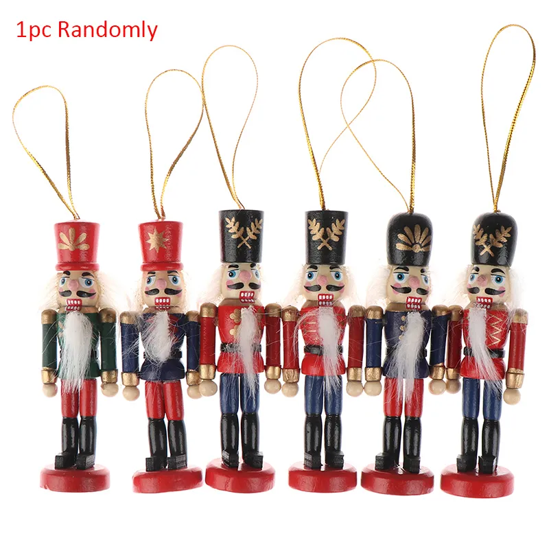 Décorations de Noël Année 10cm Casse-Noisette en bois Poupée Soldat Marionnette Enfants Cadeaux Arbre Pendentif Ornements Décoration 220914