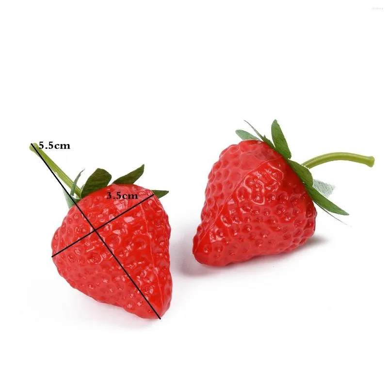 Party Decoration 20pcs Artificial Plastic Strawberry Fruit Fake DIY Simulation Display For Kitchen Home Foods Decor