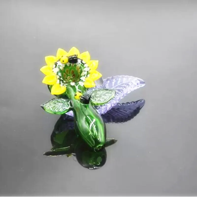 Rör rökningstillbehör Bong Heady Glass Flower Smok Pip Colorful Hand Pipes Bubbler Christmas Gift