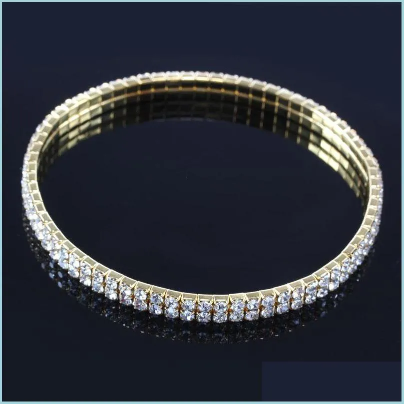 Anklets 2 Row Sparkly Crystal Rhinestone Stretch Anklet Summer Beach