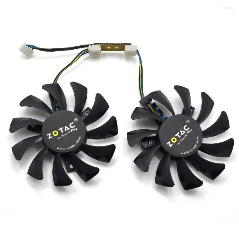 컴퓨터 냉각 2pcs/lot apistek 75mm ga81s2u gtx 970 4pin 그래픽 카드 듀얼 쿨러 팬을위한 Zotac 비디오