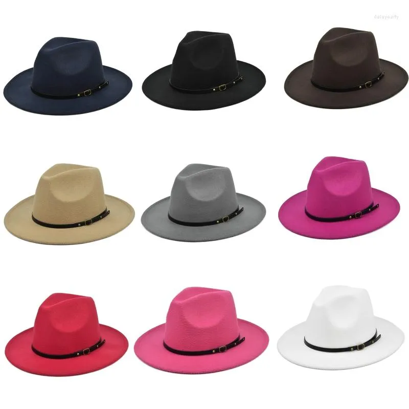 Boinas retro tophat cor de cowboy de cor sólida com cinto jazz simples ao ar livre para halloween natal coletando máscaras cosplay