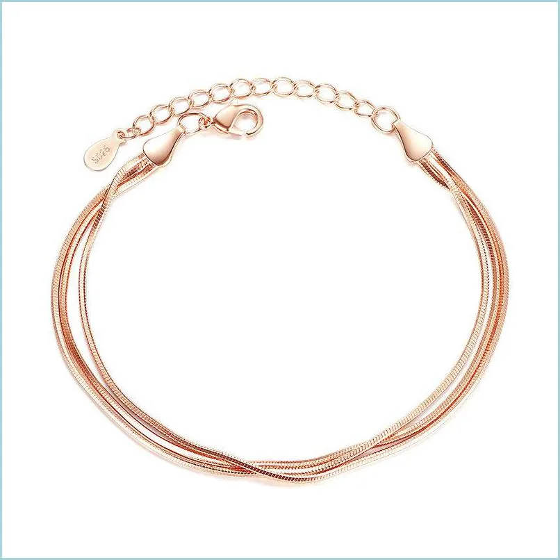 Cadeia de link 925 SERLING SIER NOVA jóias Jóias de alta qualidade Mulher pulseira Retro Comprimento simples 20 cm Drop entrega 2021 Bracelets dh dhbbj