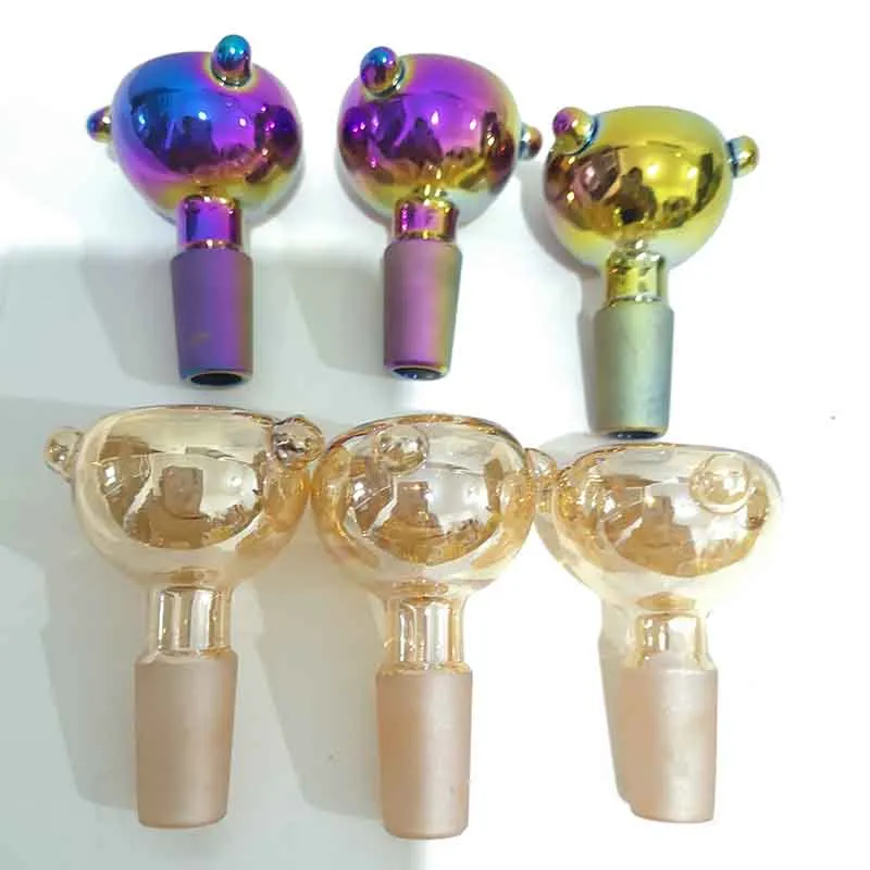Färgglada runda pläteringsglasskålrökrör tillbehör med hand dot nagel 14mm 18mm hane för vattenpipa bongs vatten aska catcher bubbler verktyg