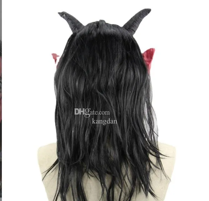 Creepy Mask Halloween Costume Party Props devil Mask Scary Games satan Evil Latex Masks With Long Hair festive cosplay prop decor for adult children