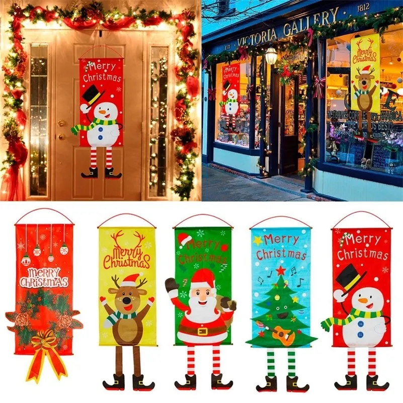 Decoraciones navideñas 2023 Puerta Colgando Banner Muñeca sin rostro Merry Tree para el hogar Adornos navideños Colgante Navidad Noel 220914