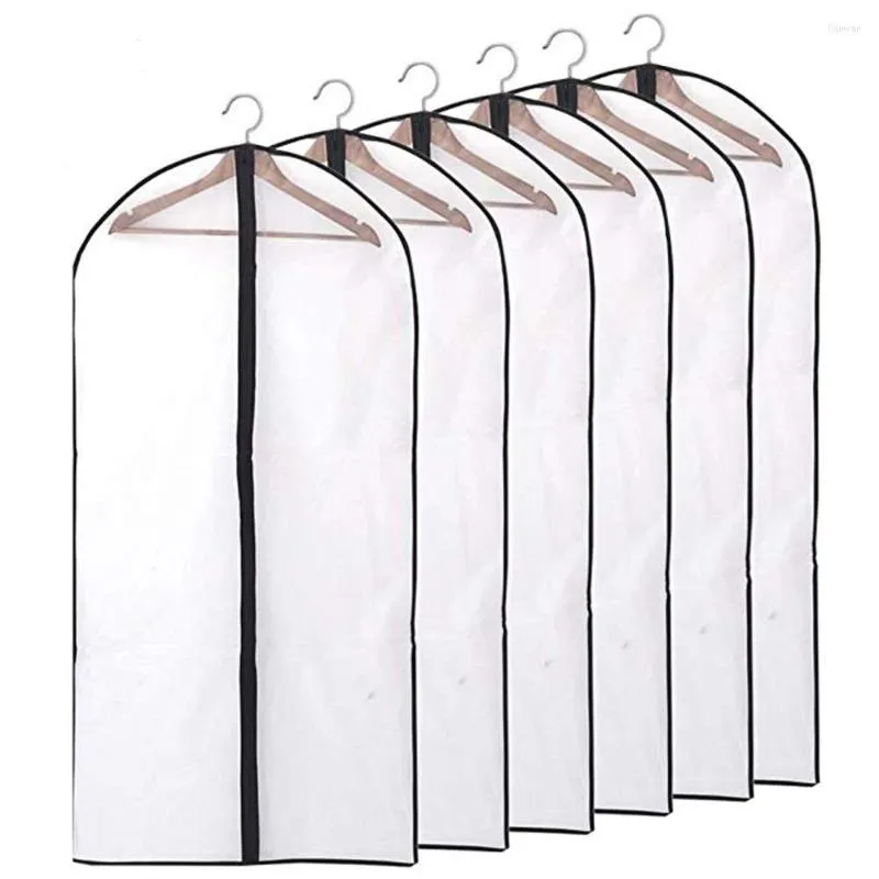 Clothing Storage 6pcs/set Suit Dress Jacket Covers Garment Transparent Clothes Coat Dustproof Cover Protector Travel Bag Dust