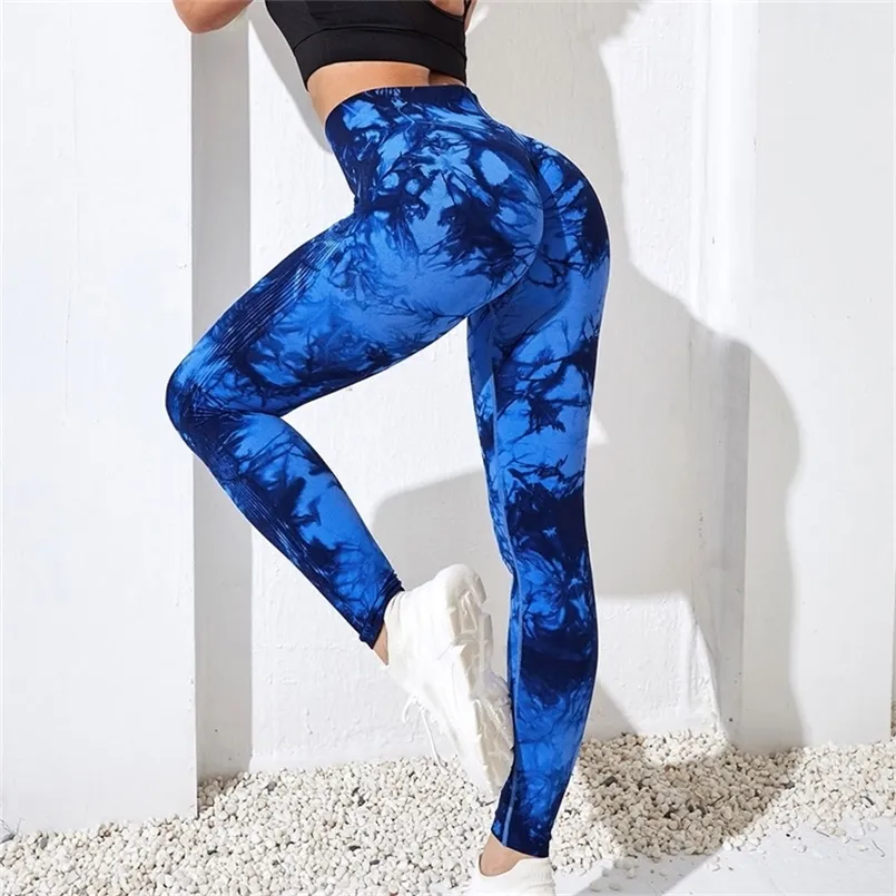 Kvinnors leggings sömlösa slipsfärgade leggings kvinnor för fitness yoga byxor skjuter upp träning sport benen hög midja tights gym damer kläder 220914