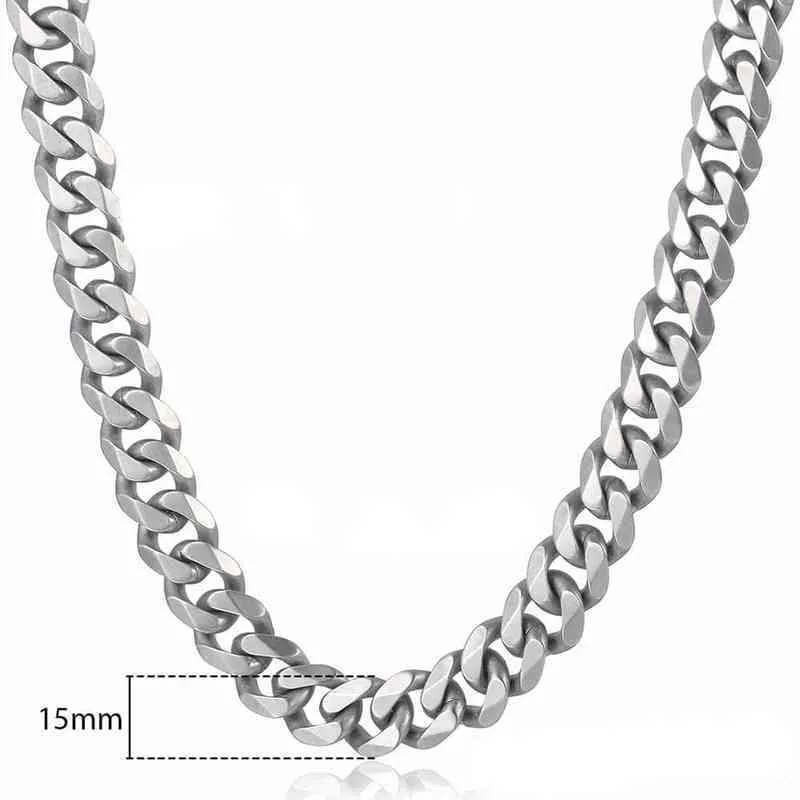 Cubaanse ketting Designer Sieraden Klassiek Mat Geborsteld Gepolijst Ketting Herenketting Geslepen C Miami Cubaanse ketting Roestvast staal Zilver 15 mm Modieus Hip Hop-stijl