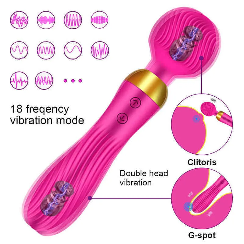 2023 Vibrators 18 Snelheden Krachtige AV Dildo Clit Clitoris Vrouwelijke Seksspeeltje voor Vrouwen Toverstaf Vibrerende Stimulator Intieme Goederen 0409