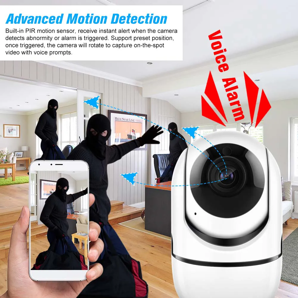 Camera IP wifi wireless 1080p HD Night Vision Visionance Motion Rilevamento dell'audio a due vie per la sicurezza interna della casa