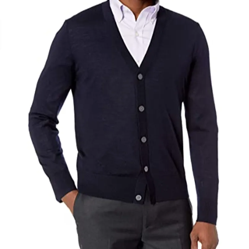 Mezclas de lana para hombres 100% lana merina Hombres Chaqueta de punto ligera de lana de efectivo Suéter con cuello en V Manga larga Suéter de punto Merino Deportes al aire libre Chaqueta cálida 220915